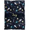 Personalized Name Space Blanket with Rockets & Planets for Boys & Girls - Joey