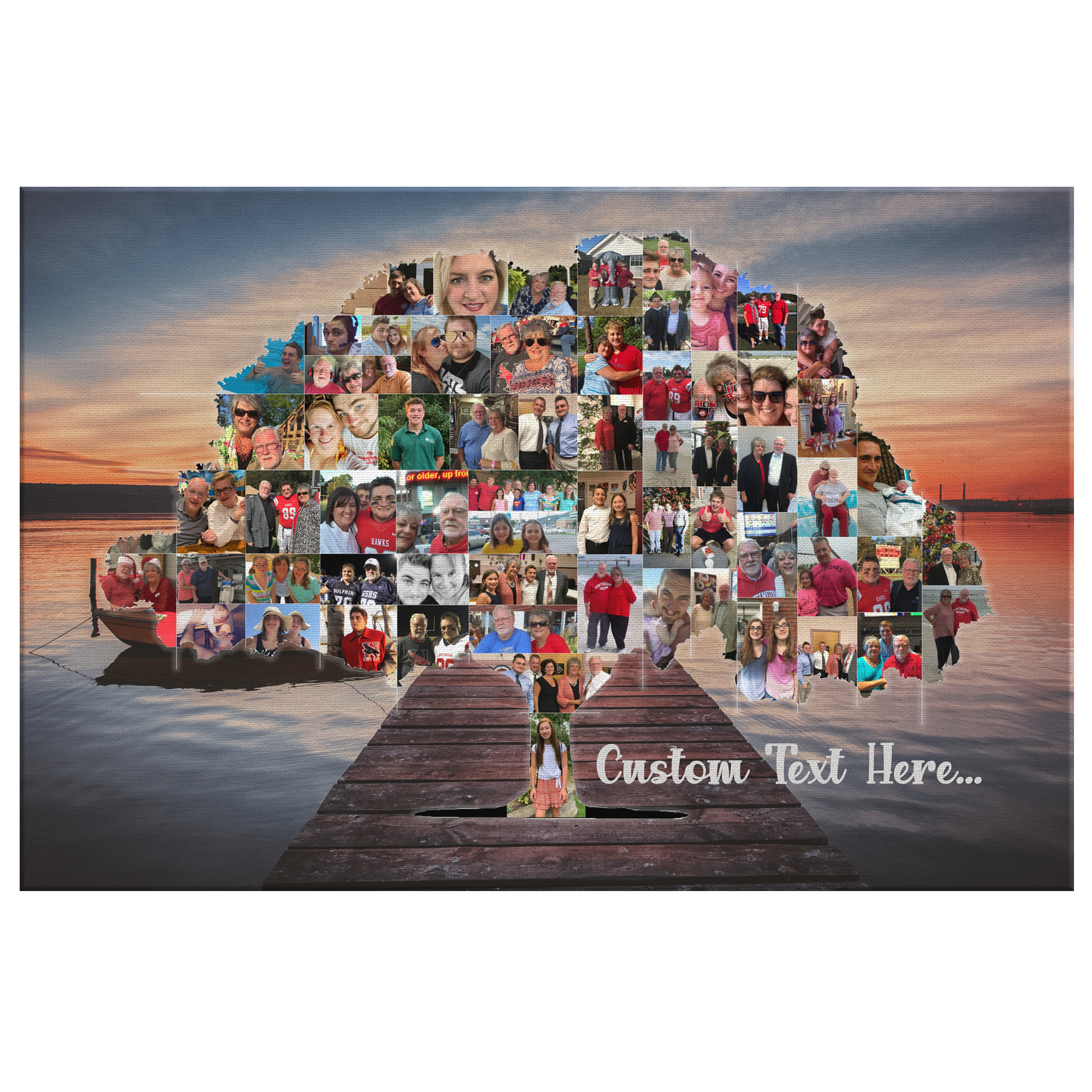 Family Tree Photo Collage Wall Art - Lake Sunset