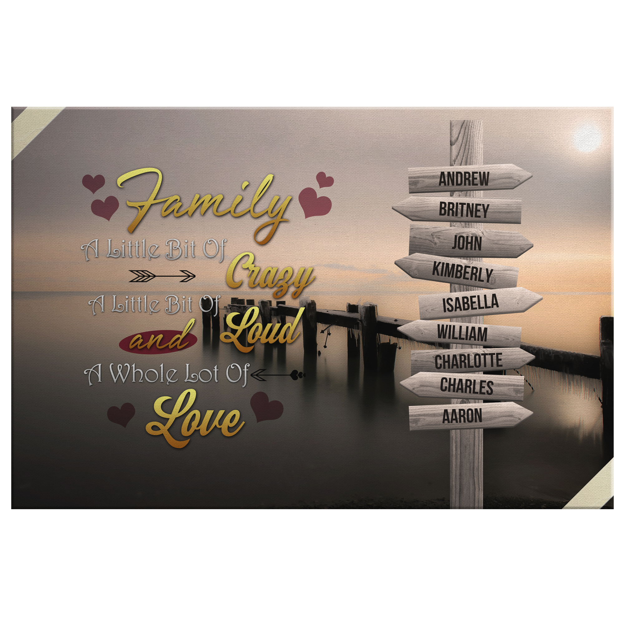 Personalized Family Wall Art from 2 to 10 Names