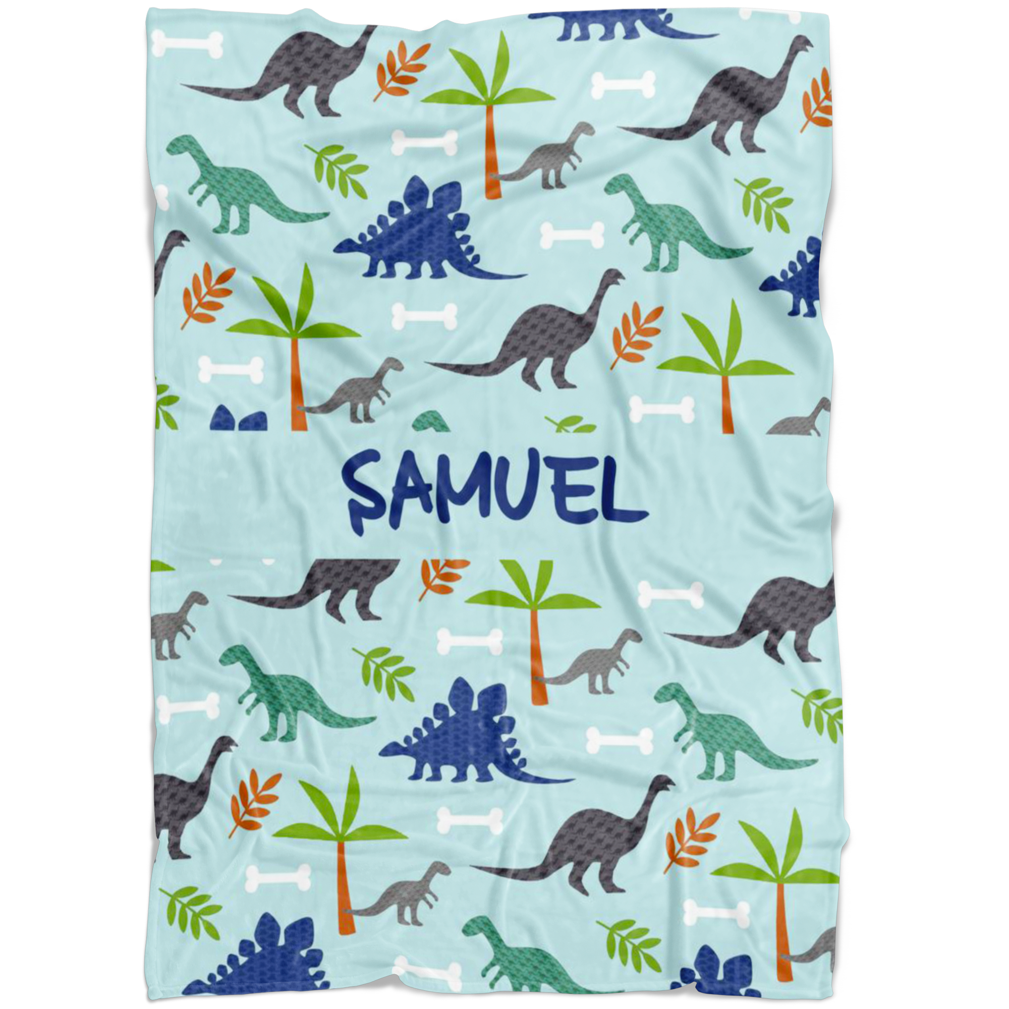 Personalized Dinosaur, Dino World Blanket for Boys, Kids - SAMUEL