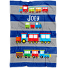 Personalized Name Train Blanket for Kids, Boys & Girls - Joey