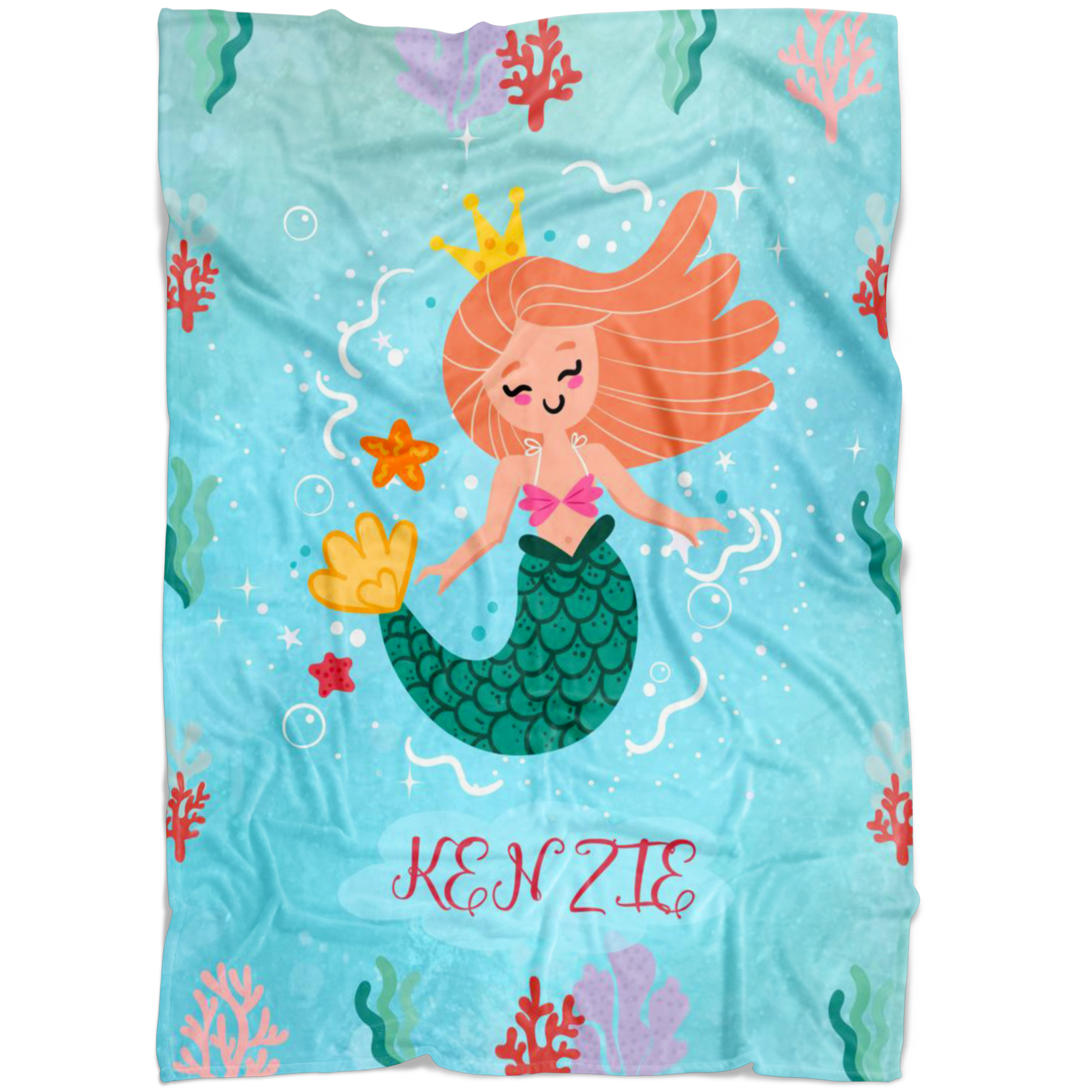 Personalized Name Mermaid Blanket for Girls - KENZIE