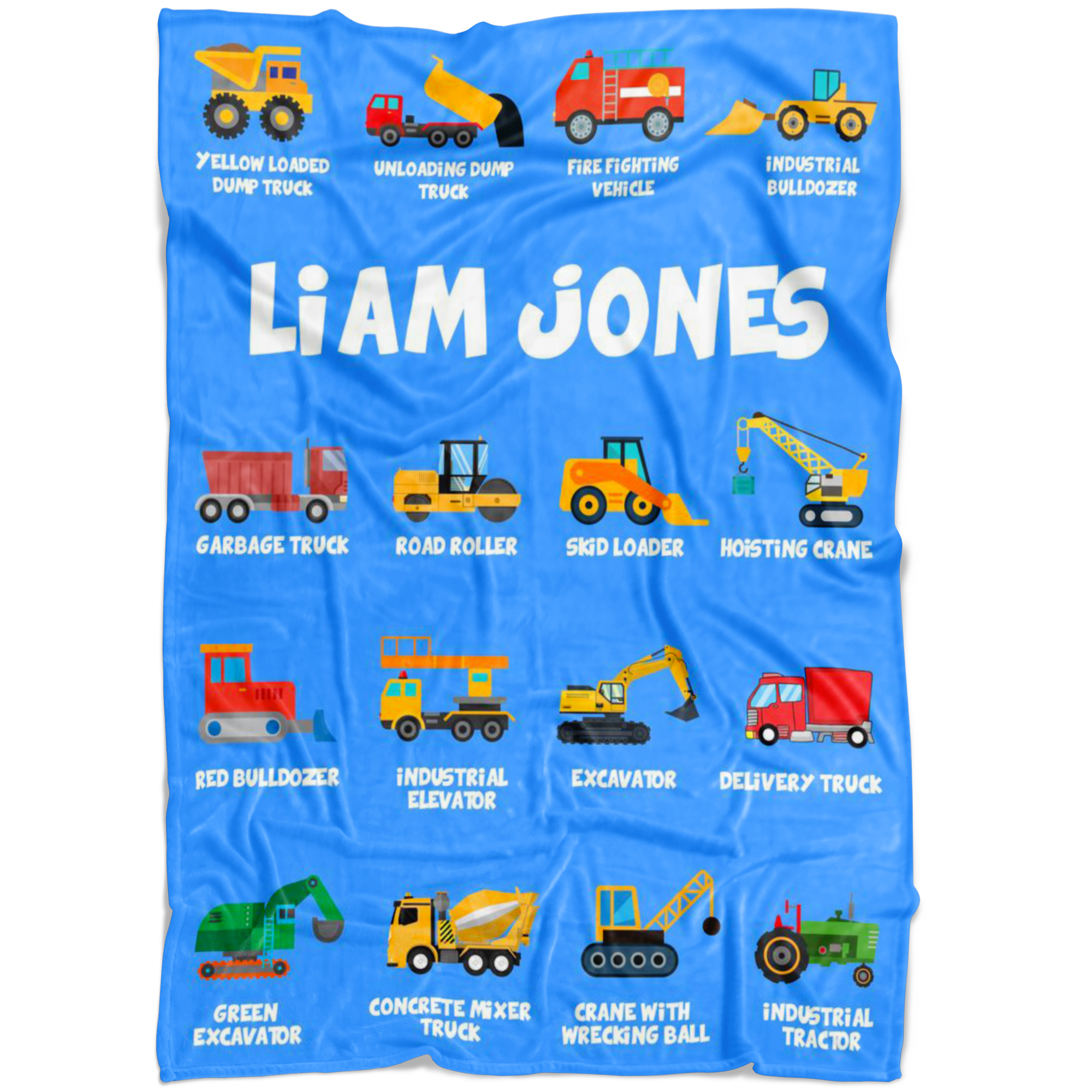Liam Jones Construction Blanket Blue
