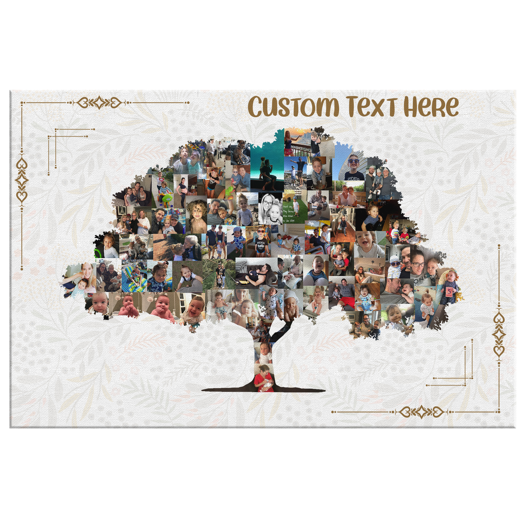 Family Tree Photo Collage Wall Art - Gold Frame