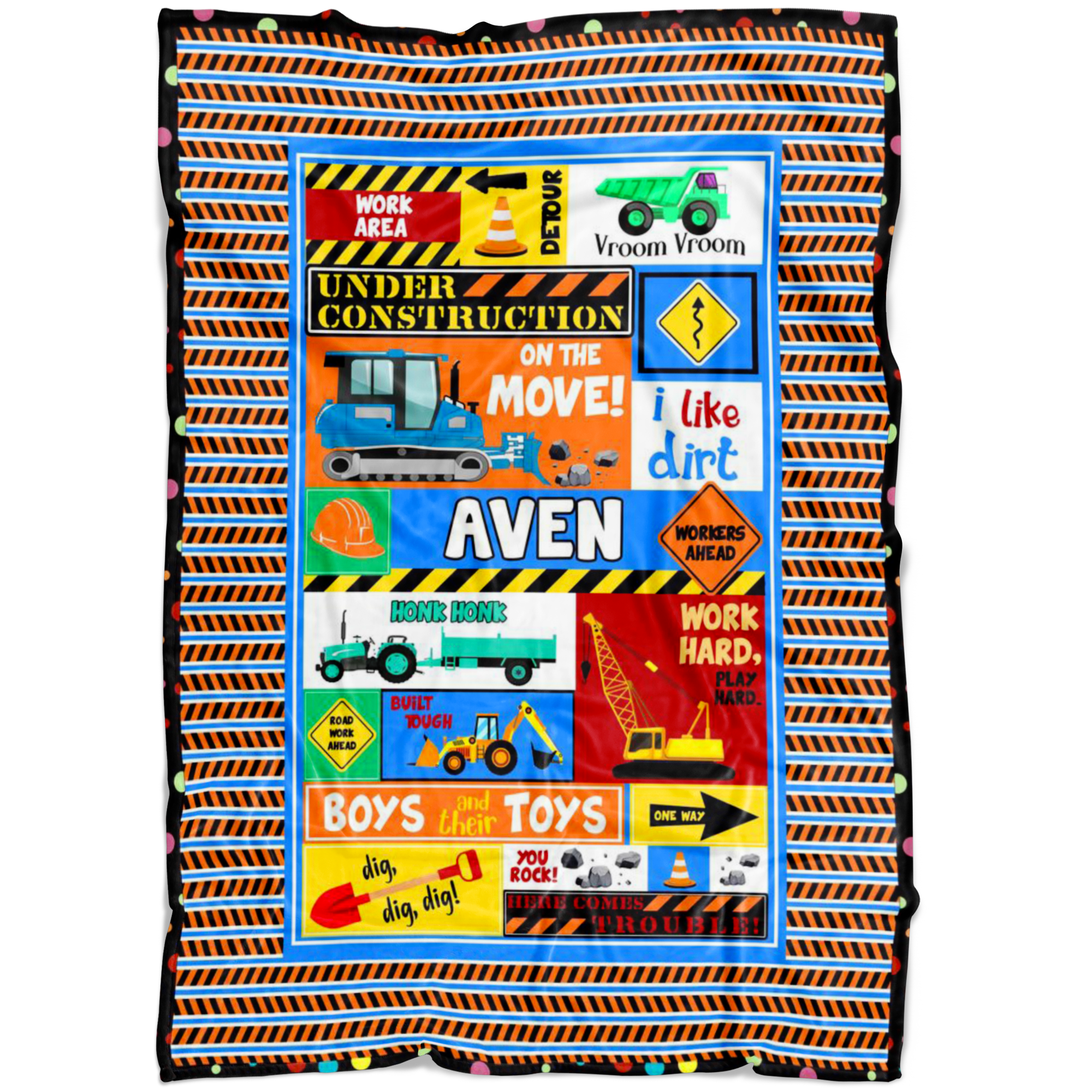 Under Construction Personalized Blanket for Boys - Aven