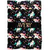 Personalized Name Unicorns Blanket for Girls - Avery