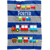 Personalized Name Train Blanket for Kids, Boys & Girls - Porter