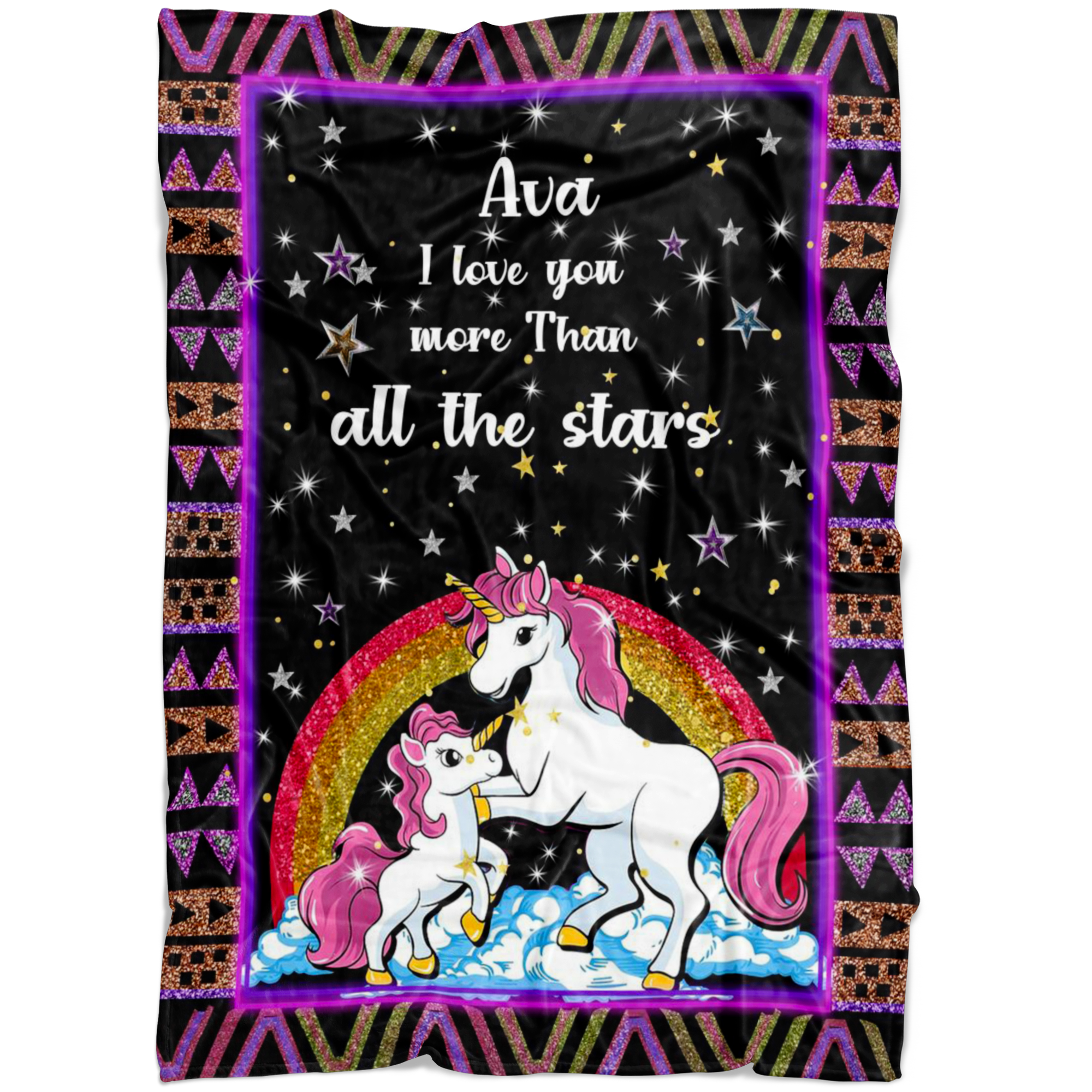 Personalized Name I Love You More Than All the Stars Blanket for Girls - AVA
