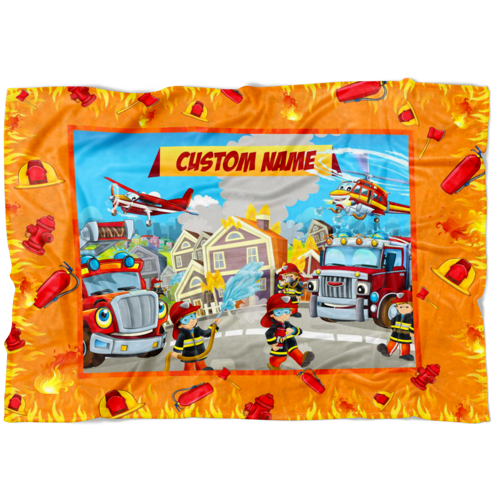 Personalized Name Firefighter Blanket for Boys & Girls, Firefighter Blanket for Kids
