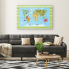 Personalized Map of World for Kids with Funny Animals, Canvas Wall Art for Children's Room, Learning, Educational Map for Boys & Girls